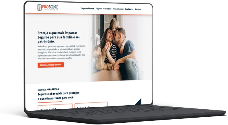 Imagem da landing page de corretora de seguros